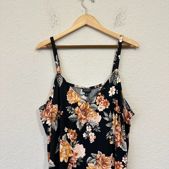 TORRID Mini Challis Slip Dress Black Floral V-Neck Stretch NWT - Picture 3 of 10
